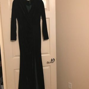 Long sleeve floor length velvet gown